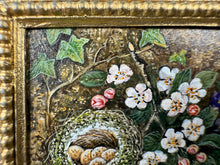 Load image into Gallery viewer, Dollhouse Miniature ~ Artist C. Sparrow Flowers and Birds Nest Painting
