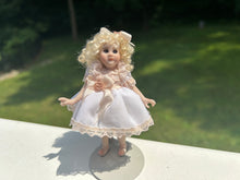 Load image into Gallery viewer, IGMA Artisan Betsy Rouse Porcelain Blonde Little Girl Doll in White Dress
