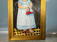 Load image into Gallery viewer, Dollhouse Miniature ~ Unknown Artist Girl With Red Shoe Portrait Painting
