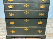 Load image into Gallery viewer, Vintage Artisan Handmade Hand Painted Wooden Dark Green OOAK Dresser
