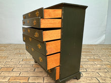 Load image into Gallery viewer, Vintage Artisan Handmade Hand Painted Wooden Dark Green OOAK Dresser
