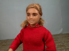 Load image into Gallery viewer, Dollhouse Miniature ~ Artisan Handmade Hand Sculpted Modern Woman Doll Wearing Gold Jewelry &amp; White Sneakers
