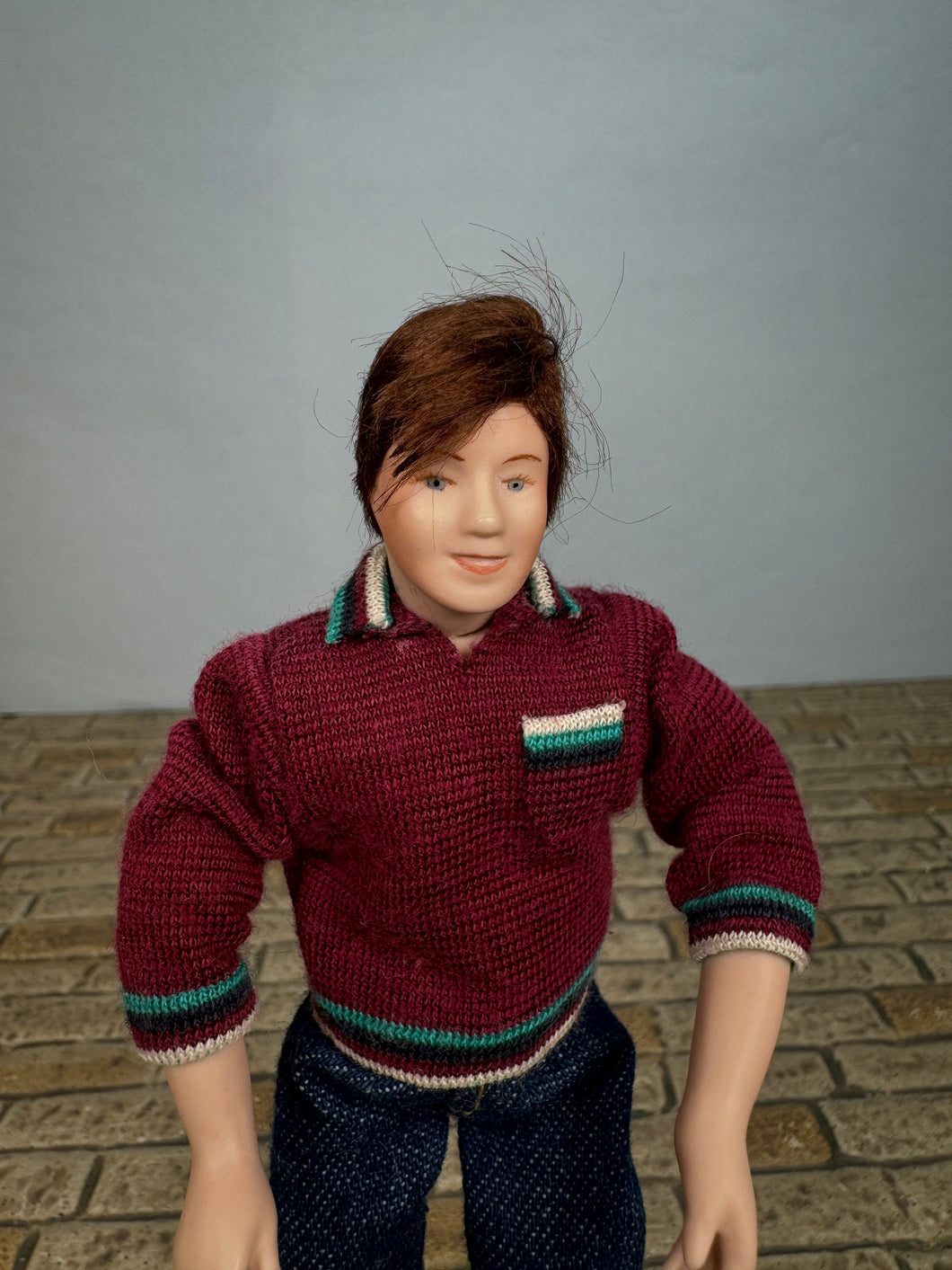 Dollhouse Miniature ~ Artisan Handmade Porcelain Modern Male Man Doll