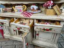 Load image into Gallery viewer, Dollhouse Miniature ~ Artisan Laura Crain - Dollhouse Land - Signed Handmade Decorated Christmas Kitchen Cabinet
