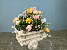 Load image into Gallery viewer, Dollhouse Miniature ~ Vintage David Krupick Handmade Wooden Hand Painted Flower Cart
