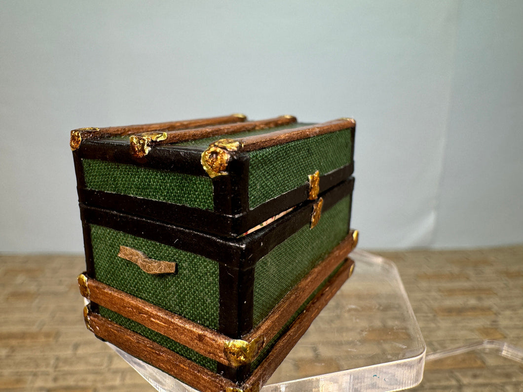 Dollhouse Miniature ~ Artisan Signed Handmade Green Chest