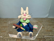 Load image into Gallery viewer, Dollhouse Miniature ~ Vintage Artisan Handmade Clay Easter Bunny Painting Egg
