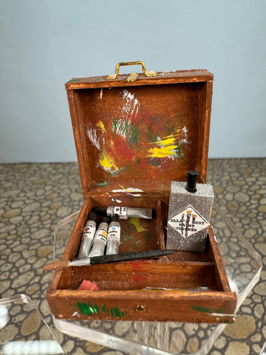 Dollhouse Miniature ~ Artisan Handmade Hand Painted Decorated Painters Box