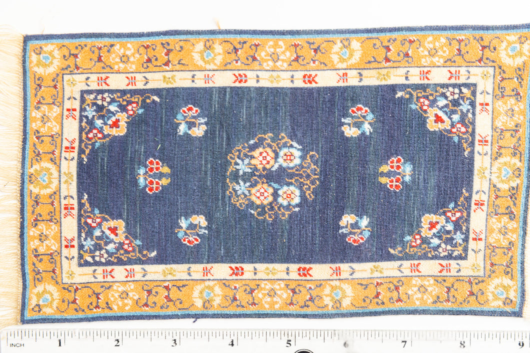 Dollhouse Miniature ~ Blue & Peach Petit Point Rug by Ursula Sauerberg 5