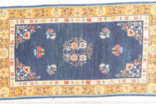 Load image into Gallery viewer, Dollhouse Miniature ~ Blue &amp; Peach Petit Point Rug by Ursula Sauerberg 5&quot; x 8 5/8&quot;
