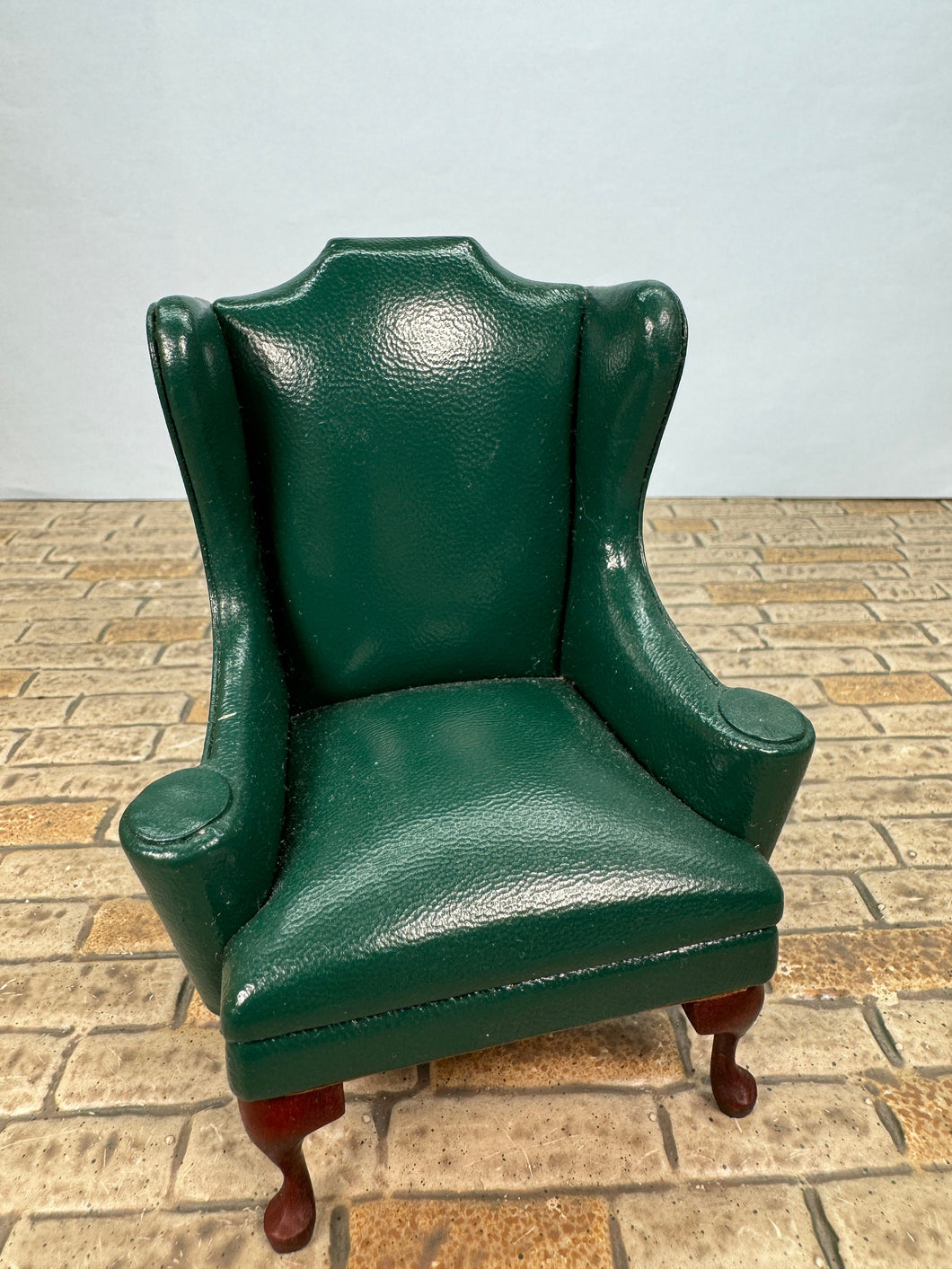 Vintage Artisan RSJ Handmade Green Leather Wingback Chair