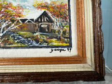 Load image into Gallery viewer, Dollhouse Miniature ~ Artist Signed 1999 Log Cabin Autumn Painting OOAK
