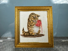 Load image into Gallery viewer, Dollhouse Miniature ~ Artist Unsigned Cat Playing with Yarn Painting
