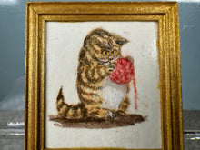 Load image into Gallery viewer, Dollhouse Miniature ~ Artist Unsigned Cat Playing with Yarn Painting
