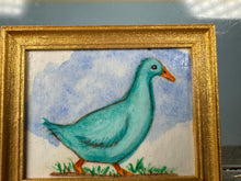 Load image into Gallery viewer, Dollhouse Miniature ~ Artist Unsigned Turquoise Duck Painting
