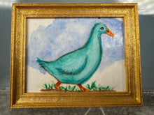 Load image into Gallery viewer, Dollhouse Miniature ~ Artist Unsigned Turquoise Duck Painting
