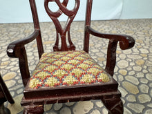 Load image into Gallery viewer, Dollhouse Miniature ~ Vintage Artisan Helen Cohen Handmade Needlepoint Upholstery Chair Set
