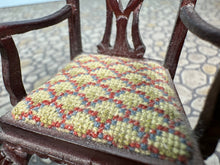 Load image into Gallery viewer, Dollhouse Miniature ~ Vintage Artisan Helen Cohen Handmade Needlepoint Upholstery Chair Set
