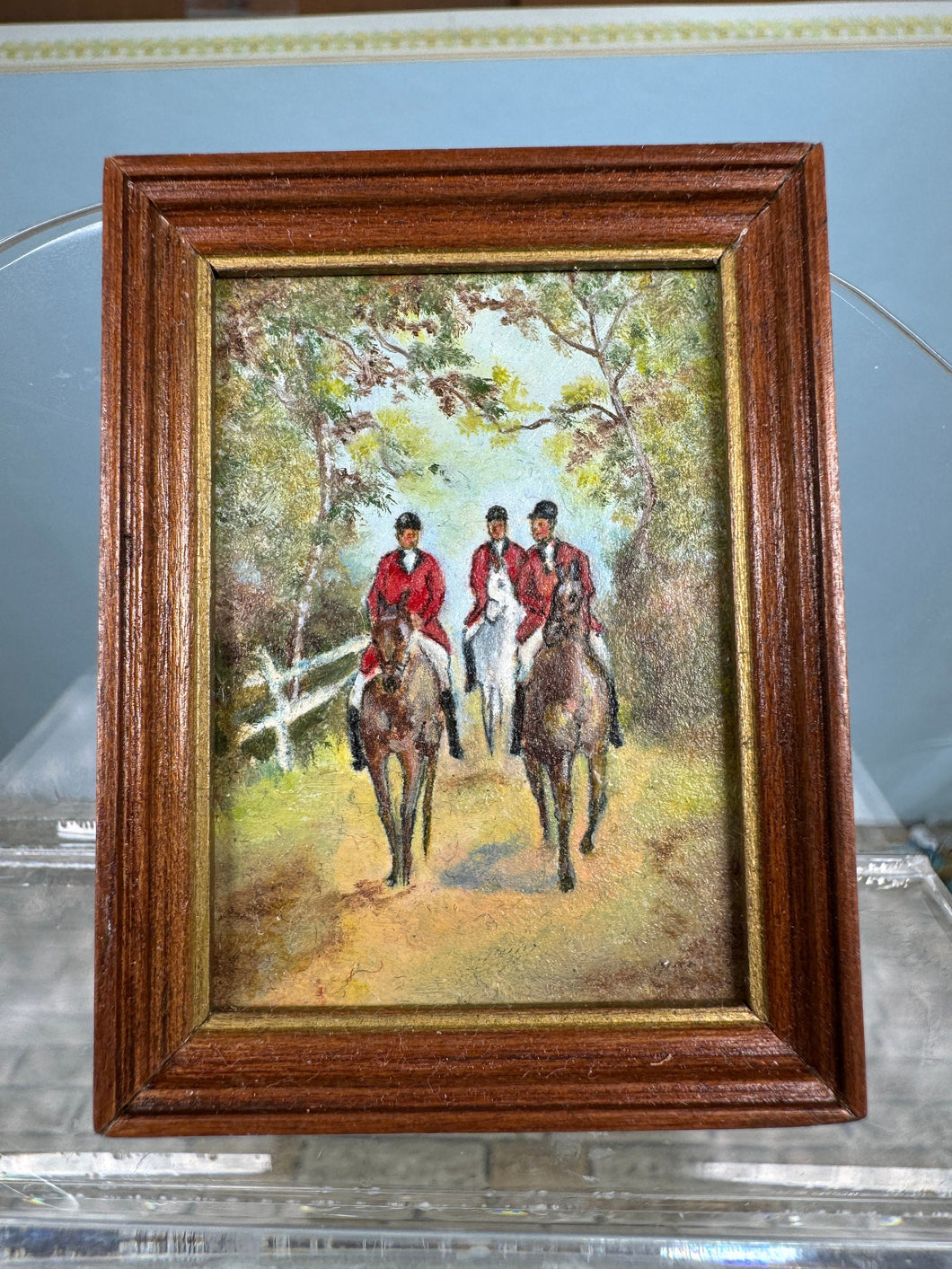 Dollhouse Miniature ~ Vintage IGMA Artist Margaret Nine Horses Oil Painting