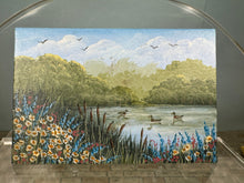 Load image into Gallery viewer, Dollhouse Miniature ~ Artist Karry Johnson &quot;Quiet Duck Pond&quot; 2001 Painting
