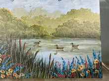Load image into Gallery viewer, Dollhouse Miniature ~ Artist Karry Johnson &quot;Quiet Duck Pond&quot; 2001 Painting
