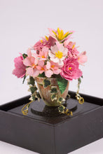 Load image into Gallery viewer, Dollhouse Miniature ~ Pink Flower Arrangement with Ivy  by Paula Gilhooley
