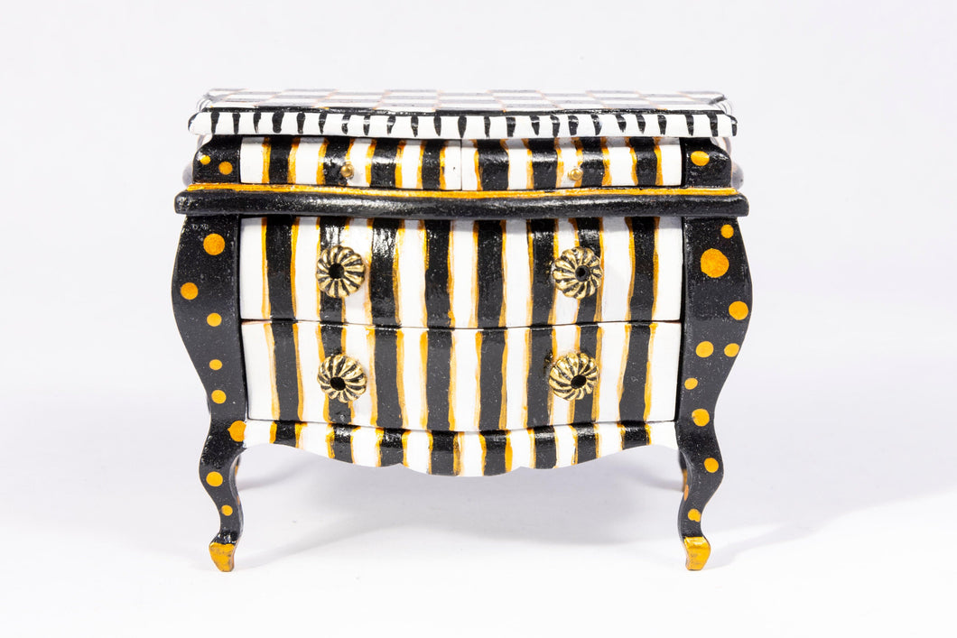 Dollhouse Miniature ~ Carol Sherry Bombe Chest Hand Painted