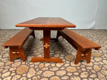 Load image into Gallery viewer, Dollhouse Miniature - Vintage 1996 Artisan Roger Gutheil Table &amp; Bench Set
