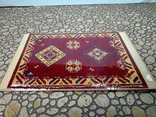 Load image into Gallery viewer, Dollhouse Miniature ~ Artisan  Elaine Gauthier Handmade Needlepoint Oriental Burgundy Rug
