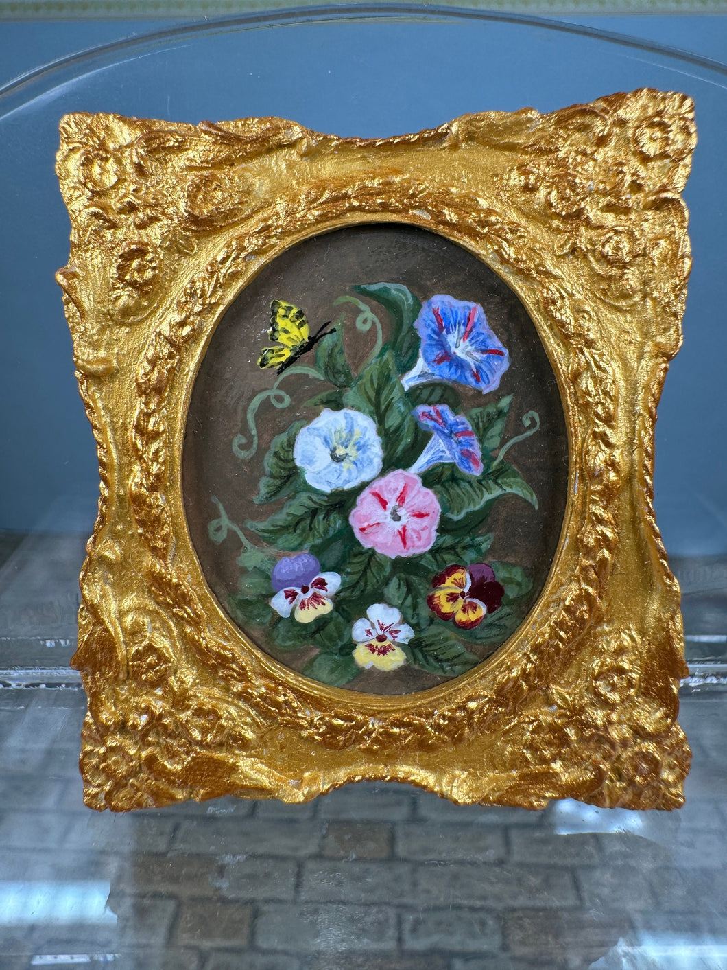 Dollhouse Miniature ~ Artist Petite Fantisies John Frederick Damm 1800's Reproduction Flowers Painting