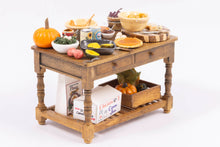 Load image into Gallery viewer, Dollhouse Miniature ~  Artisan Made Thanksgiving / Autumn Work Table with Foods
