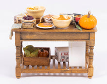 Load image into Gallery viewer, Dollhouse Miniature ~  Artisan Made Thanksgiving / Autumn Work Table with Foods
