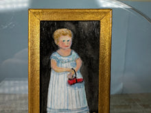 Load image into Gallery viewer, Dollhouse Miniature ~ Unknown Artist Girl With Red Shoe Portrait Painting
