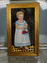 Load image into Gallery viewer, Dollhouse Miniature ~ Unknown Artist Girl With Red Shoe Portrait Painting
