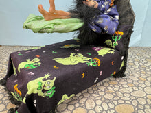 Load image into Gallery viewer, Dollhouse Miniature ~ Artisan Handmade Levitating Witch Halloween Bed  (Small Chip)
