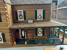 Load image into Gallery viewer, Dollhouse Miniature - Ponderosa Log Cabin Christmas Dollhouse Electrified With Working Train
