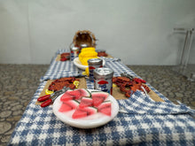 Load image into Gallery viewer, Dollhouse Miniature ~ Artisan Karen Aird Handmade Decorated Crab Feast Picnic Table
