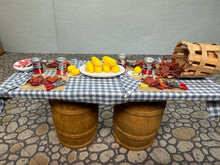 Load image into Gallery viewer, Dollhouse Miniature ~ Artisan Karen Aird Handmade Decorated Crab Feast Picnic Table
