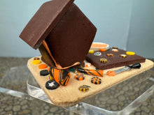 Load image into Gallery viewer, Dollhouse Miniature ~ Artisan Handmade Halloween Gingerbread House Cutting Board
