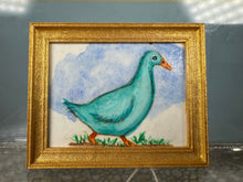 Load image into Gallery viewer, Dollhouse Miniature ~ Artist Unsigned Turquoise Duck Painting
