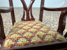 Load image into Gallery viewer, Dollhouse Miniature ~ Vintage Artisan Helen Cohen Handmade Needlepoint Upholstery Chair Set
