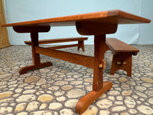 Load image into Gallery viewer, Dollhouse Miniature - Vintage 1996 Artisan Roger Gutheil Table &amp; Bench Set
