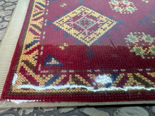 Load image into Gallery viewer, Dollhouse Miniature ~ Artisan  Elaine Gauthier Handmade Needlepoint Oriental Burgundy Rug
