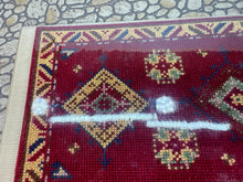 Load image into Gallery viewer, Dollhouse Miniature ~ Artisan  Elaine Gauthier Handmade Needlepoint Oriental Burgundy Rug
