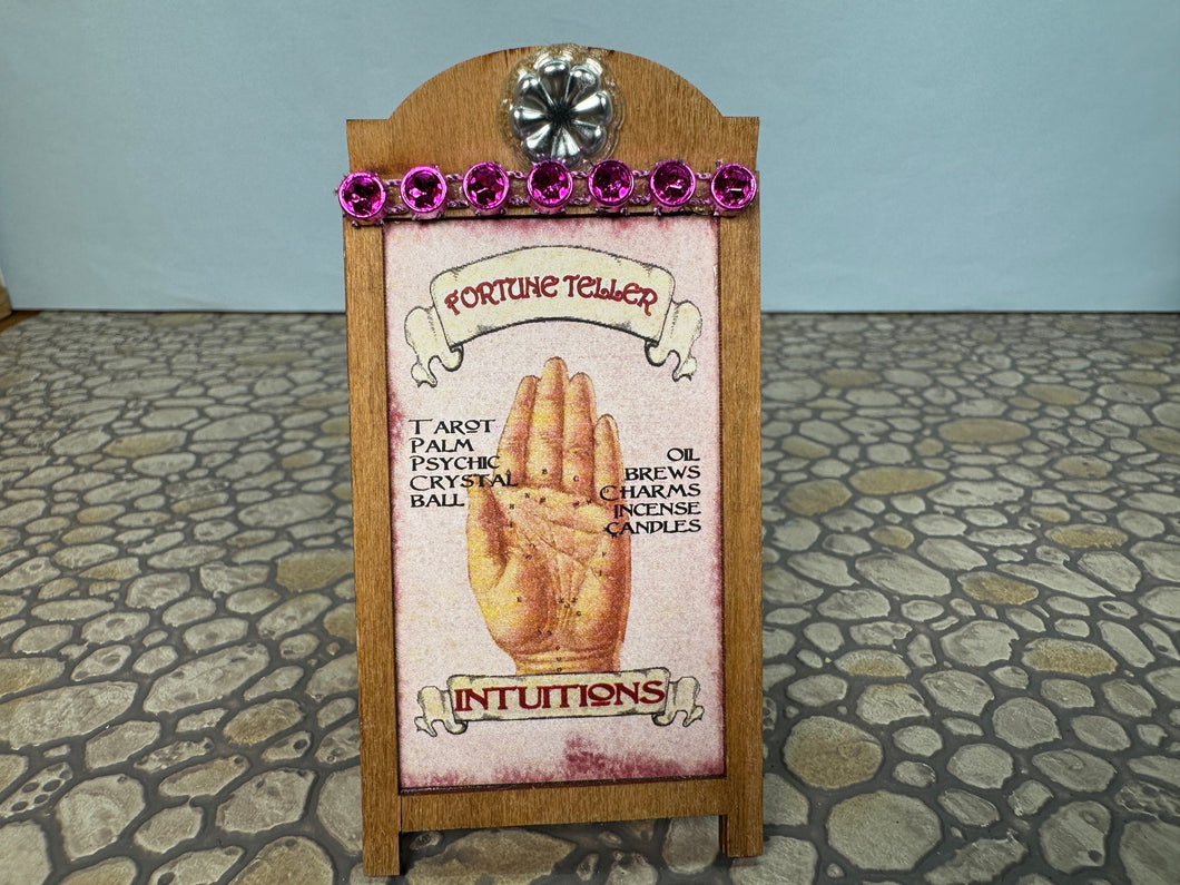 Dollhouse Miniature ~ Artisan Handmade Signed Fortune Teller Street Sign