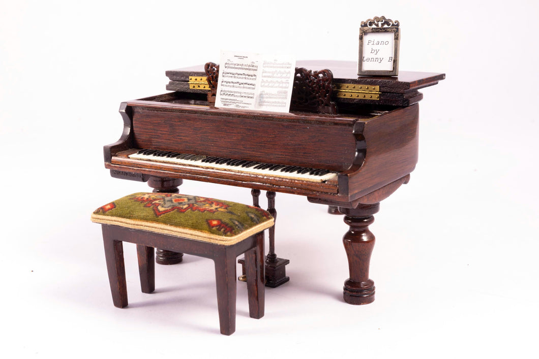 Dollhouse Miniature ~ Handmade Bart Kennedy Piano & Bench (#2) - Lee Lefkowitz Estate