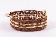 Load image into Gallery viewer, Dollhouse Miniature ~  Handmade Wicker Oval Basket - 2 Tone
