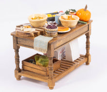 Load image into Gallery viewer, Dollhouse Miniature ~  Artisan Made Thanksgiving / Autumn Work Table with Foods
