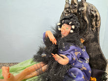 Load image into Gallery viewer, Dollhouse Miniature ~ Artisan Handmade Levitating Witch Halloween Bed  (Small Chip)
