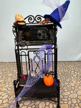 Load image into Gallery viewer, Dollhouse Miniature ~ Artisan Handmade Halloween Decorated Entry Way Bench With Mirror
